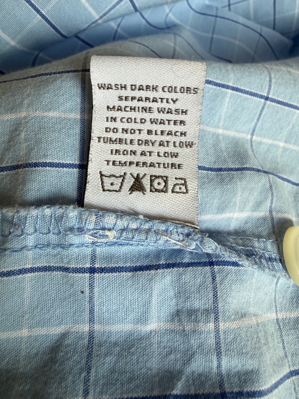 Light Blue Checked Women's Pajama Top with Black Piping - Picture 6 of 10